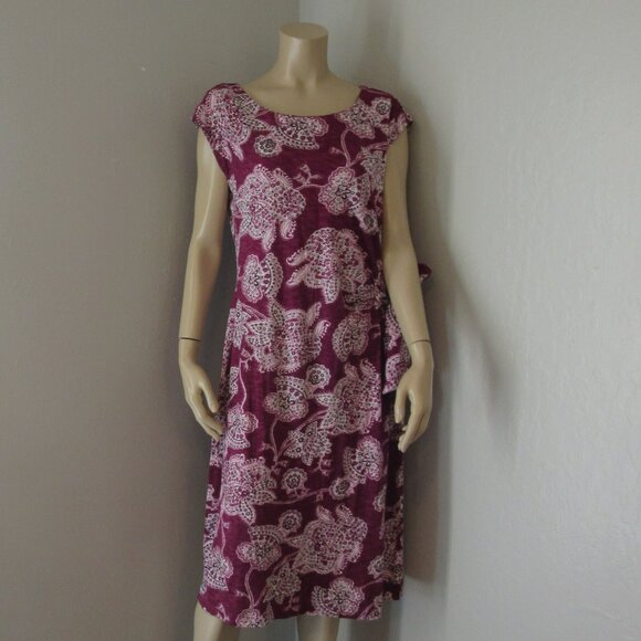 NOMADS Fuchsia Cap Sleeve Floral Pullover 16 Organic Cotton Dress - Picture 1 of 4